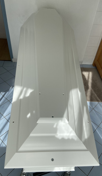 Cercueil Tonin blanc avec trappe plexi intégrale vissée