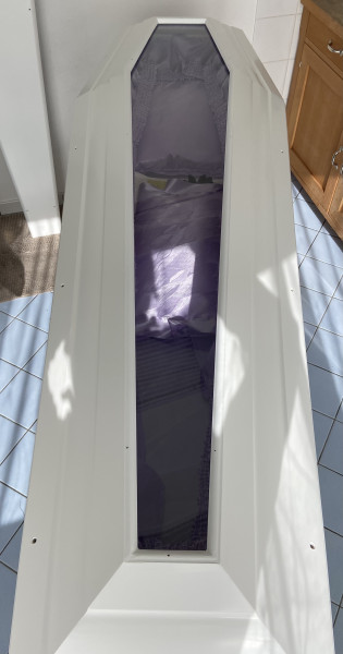 Cercueil Tonin blanc avec trappe plexi intégrale