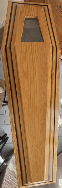 Cercueil Tonin en pin avec trappe plexi